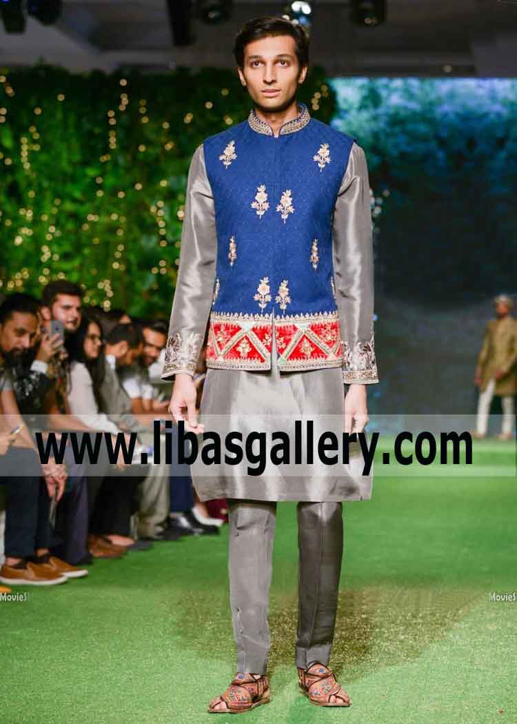 Royal blue slim fit and Regular fit Gents Wedding Vest