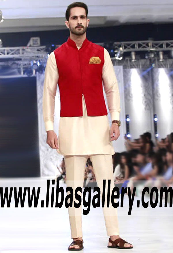 Creative Designer Menswear Red Waistcoat for Any Fetival