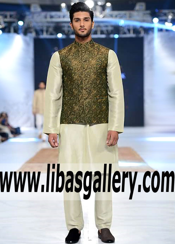 Black Banarasi jamawar waistcoat business Man