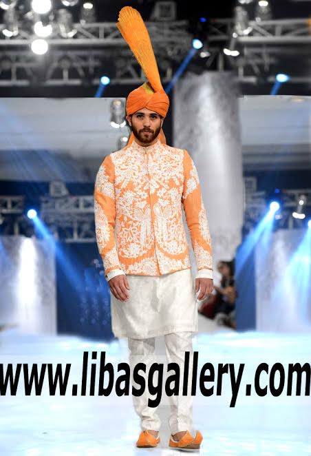 Men Wedding Waist coat Decorated by White Beautiful Embroidery