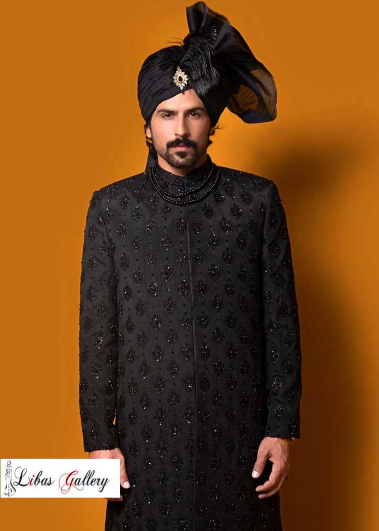 Latest Black Groom Wedding Sherwani Style