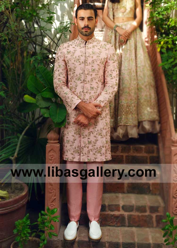 Celebrate Your Big Day in a Signature Blush Pink Embellished Sherwani