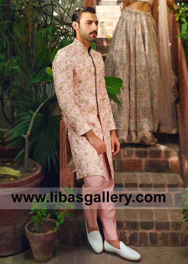 Celebrate Your Big Day in a Signature Blush Pink Embellished Sherwani