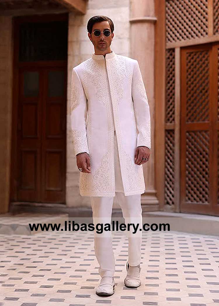 Off White sophisticated Wedding Attire for Men Nikah